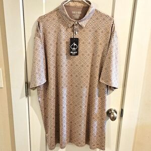 NWT Pins & Aces Gold Big Blind Performance Golf Polo Shirt - Size 3XL